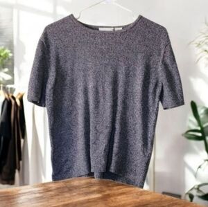 Kim Rogers Sport Gray Short Sleeved Sweater Size Large Petite